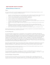 Audit Committee Charter & Checklist