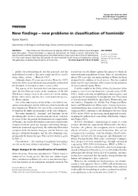 New Findings – New Problems in Classification of Hominids+