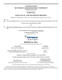 PEPSICO, INC. (Exact Name of Registrant As Specified in Its Charter)