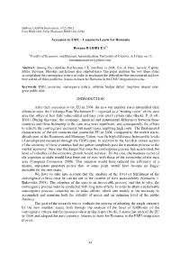 Accession to EMU - Lessons to Learn for Romania