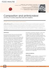Composition and Antimicrobial Activity of Some Essential Oils from Serbia