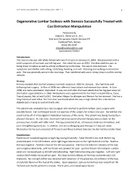 Degenerative Lumbar Scoliosis with Stenosis Successfully Treated with Cox Distraction Manipulation