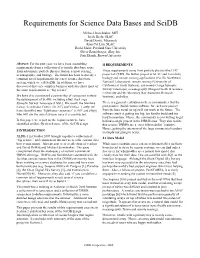Requirements for Science Data Bases and Scidb
