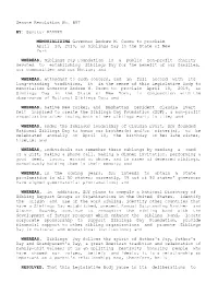 Senate Resolution No. 857 Senator PARKER BY: Governor Andrew M