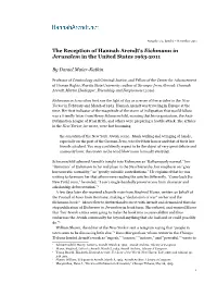 The Reception of Hannah Arendt's Eichmann in Jerusalem in The