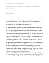 Abraham Kuyper's Historical Understanding and Reformed