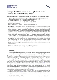 Design Point Performance and Optimization of Humid Air Turbine Power Plants