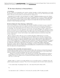 II. the Onset of Insolvency Or Financial Distress