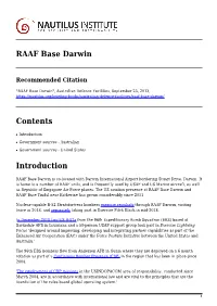 RAAF Base Darwin Contents Introduction