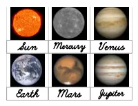 Solar System 3 Part Cards