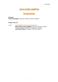 2012 FAES CAMPUS Programme