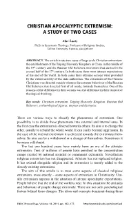Christian Apocalyptic Extremism: a Study of Two Cases