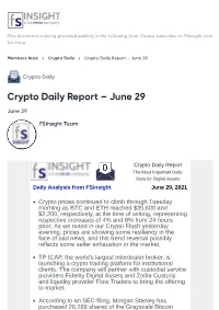 Crypto Daily Report – June 29