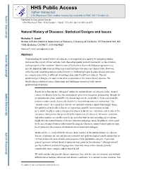 Natural History of Diseases: Statistical Designs and Issues