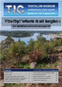Ytterby: Where It All Began (For Tantalum, at Least, See Page 4)