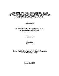 "Airborne Particle Resuspension and Inhalation Radiological Dose