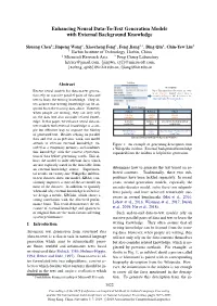 Enhancing Neural Data-To-Text Generation Models with External Background Knowledge
