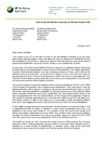 Letter from Sir Michael Scholar to Sir Jeremy Heywood and Sir Bob
