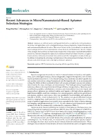 Recent Advances in Micro/Nanomaterial-Based Aptamer Selection Strategies