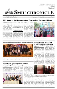 SMIU CHRONICLE a Print Media Lab Publication Department of Media & Communication Studies