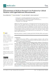 Determination of SLES in Personal Care Products by Colloid Titration with Light Reﬂection Measurements