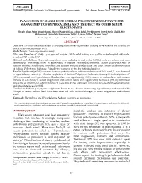Evaluation of Single Dose Sodium Polystyrene