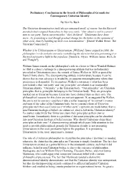 Preliminary Conclusions in the Search of Philosophical Grounds for Contemporary Unitarian Identity