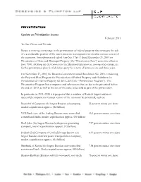 PRIVATIZATION Update on Privatization Issues February 2011