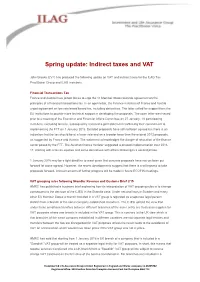 Spring Update: Indirect Taxes and VAT