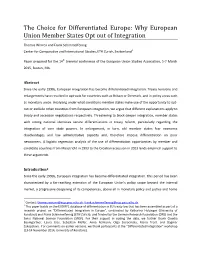 Why European Union Member States Opt out of Integration