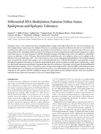 Differential DNA Methylation Patterns Define Status Epilepticus and Epileptic Tolerance