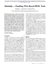 Enabling Web–Based SBML Tools