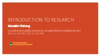 Introduction to Research