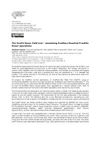 Simulating Exomars Rosalind Franklin Rover Operations