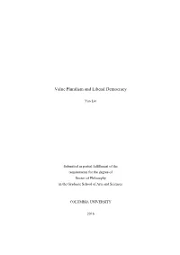 Value Pluralism and Liberal Democracy