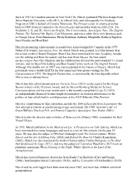 Walter Murch and the Art of Editing Film (2002) and Behind the Seen by Charles Koppelman (2005)