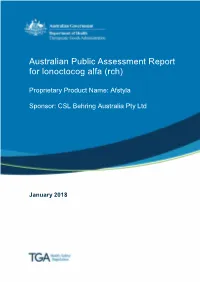 Australian Public Assessment Report for Lonoctocog Alfa (Rch)