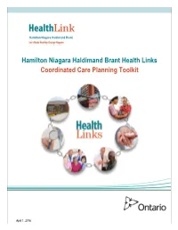 Hamilton Niagara Haldimand Brant Health Links Coordinated Care Planning Toolkit