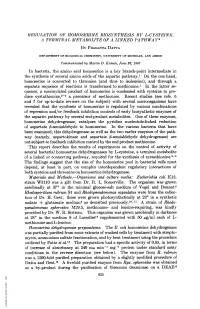 Namely, Aspartokinase and Aspartate 3-Semialdehyde Dehydrogenase) Are Not Subject to Feedback Inhibition Control by the End Product Methionine