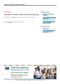 Persistent Currents in Superconducting Nanorings Preliminaries T B Greenslade Jr