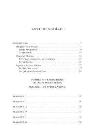 Table Des Matières
