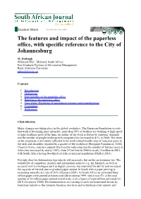 The Features and Impact of the Paperless Office, with Specific Reference to the City of Johannesburg