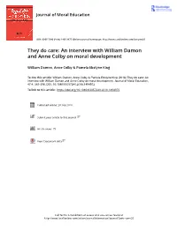 They Do Care: an Interview with William Damon and Anne Colby on Moral Development