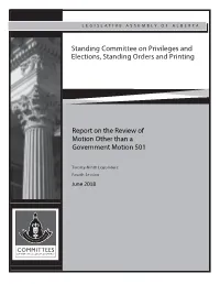 Final Report on the Review of Motion Other Than a Government Motion 501