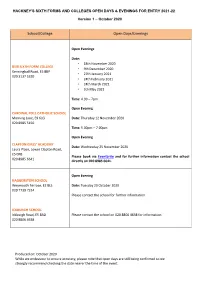 Hackney's Sixth Forms and Colleges Open Days & Evenings for Entry