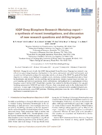 IODP Deep Biosphere Research Workshop Report – a Synthesis of Recent Investigations, and Discussion of New Research Questions and Drilling Targets