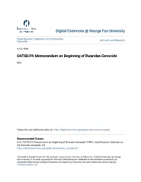 OATSD-PA Memorandum on Beginning of Rwandan Genocide