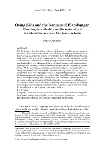 Osing Kids and the Banners of Blambangan Ethnolinguistic Identity and the Regional Past As Ambient Themes in an East Javanese Town