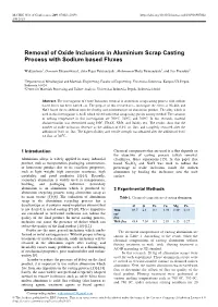 Removal of Oxide Inclusions in Aluminium Scrap Casting Process with Sodium Based Fluxes