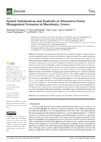 Spatial Optimization and Tradeoffs of Alternative Forest Management Scenarios in Macedonia, Greece